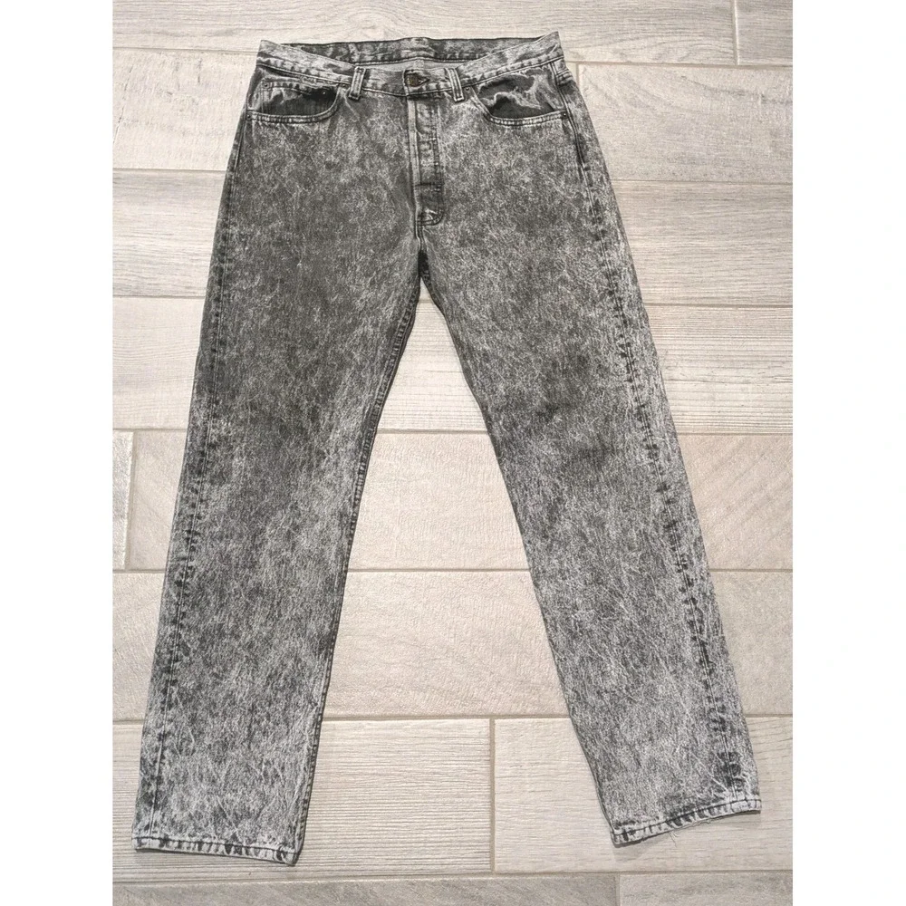 Vintage Levi's 501 Jeans Black Stone Wash 90s Denim Made in USA Straight 03/1990